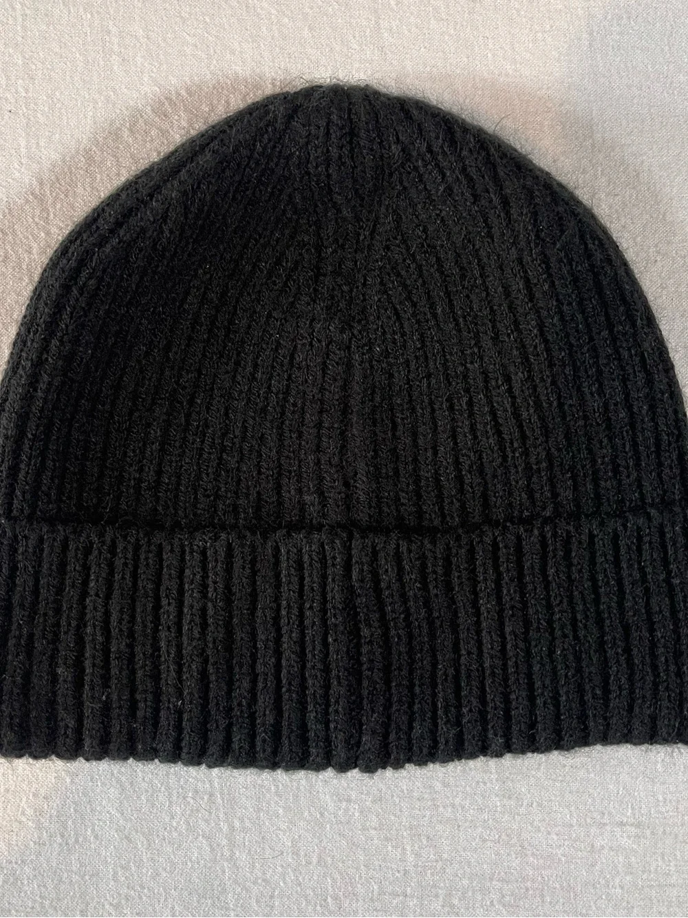 The North Face Black Ribbed Cuffed Beanie with Logo Patch